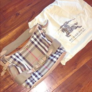 Large Vintage House Check Duffle Hobo Bag